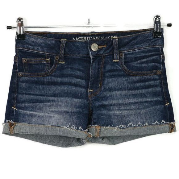 American Eagle Super Stretch Cut‎ Off Jean Shorts Distressed 0 - Picture 1 of 10